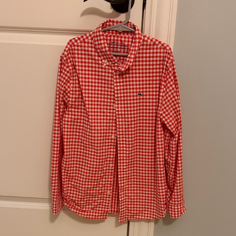 Vineyard Vines Red Checkered Kid’s Button Down Shirt